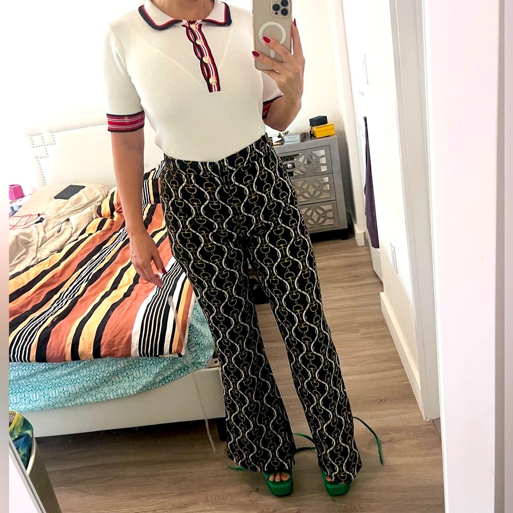 NEW ZARA LUXURY WIDE LEG HIGH WAIST PANTS WITH GEOMETRIC FLAIR LENGTH Height 5”2